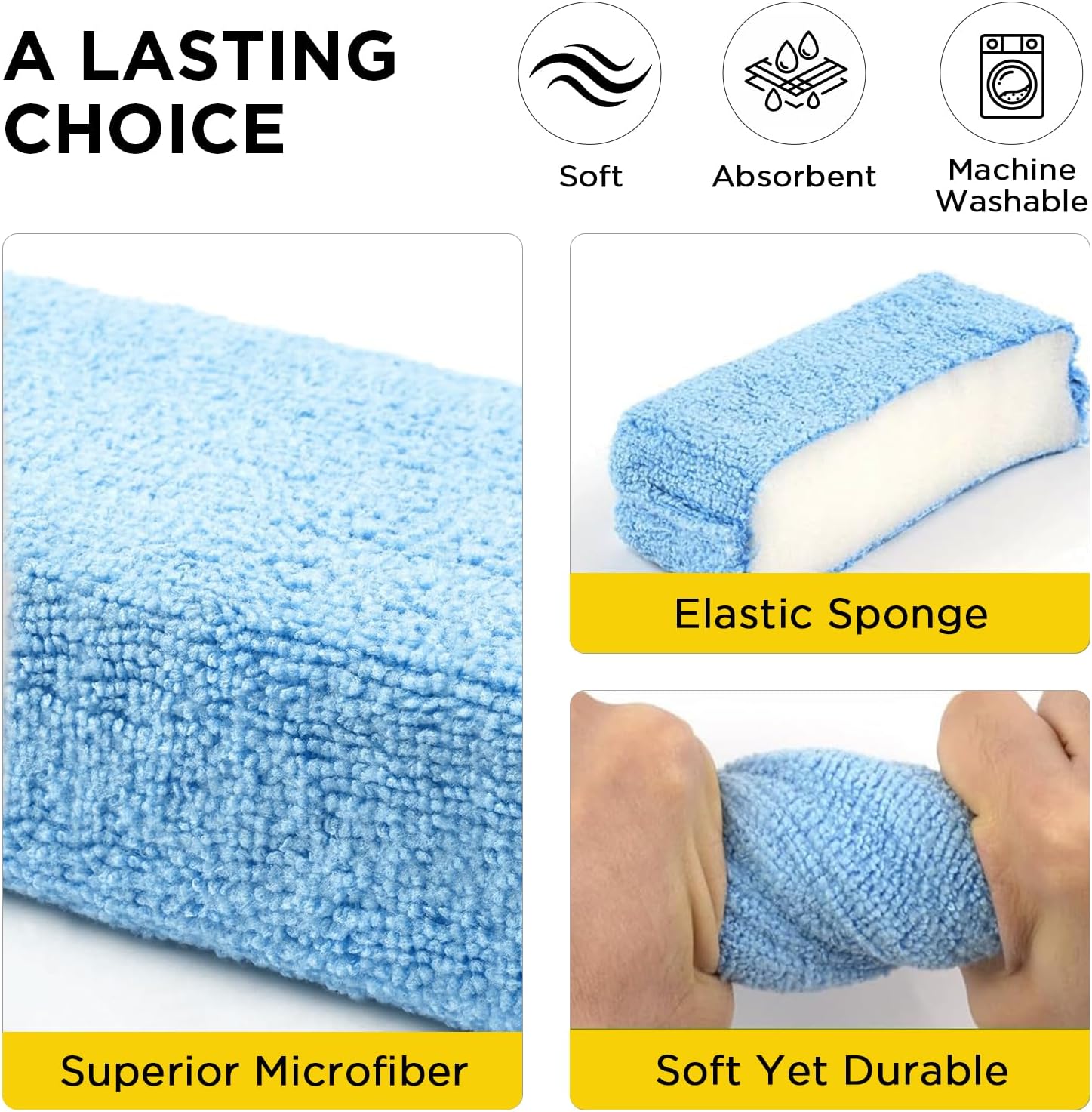 Autocare 10 Pack Car Wax Applicator Pad Rectangle Foam Premium Grade Microfiber Applicator Pads