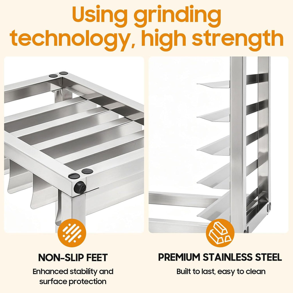 Bun Pan Rack, 5 Tier Commercial Tabletop Baking Tray Rack, Portable Storage Cooling Shelf, Stainless Steel Bun Pan