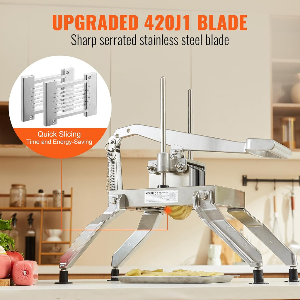Commercial Vegetable Slicer, 3/8" and 3/16" Tomato Slicer, Stainless Steel and Aluminum Alloy Vegetable Cutter