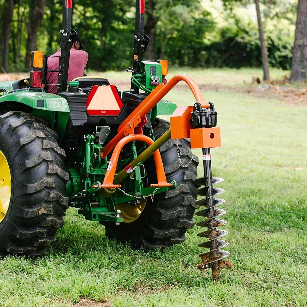 30 HP 3 Point Post Hole Digger with 12" Auger Attachment, Fits Cat 1 Tractors for Fence Post Holes, Deck Installation