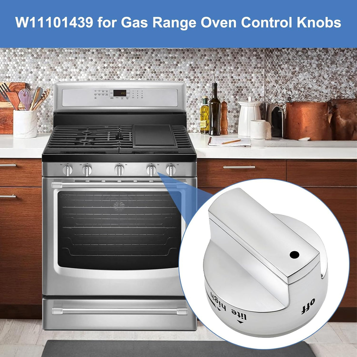 W11101439 Stove Knob Compatible with Maytag Whirlpool Gas Range Oven 5 Pack