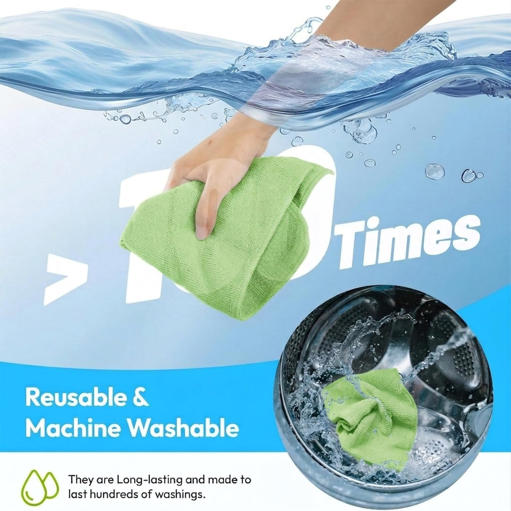 Microfiber Cleaning Cloth 12 Pack, 12 x 12 Inch,Green