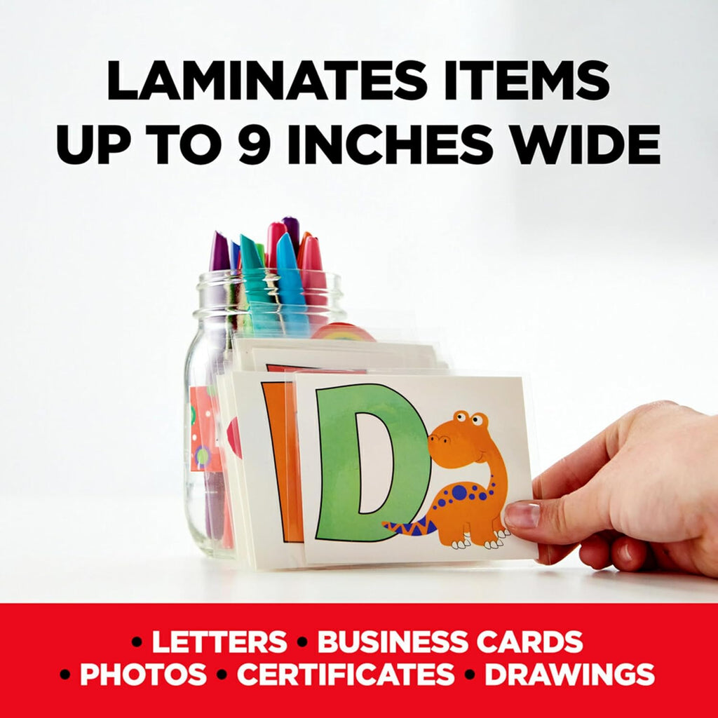 Rapid Thermal Laminator, 9 inch | Ready in 1 Minute, Never Jam Technology Automatically Prevents Misfed Items
