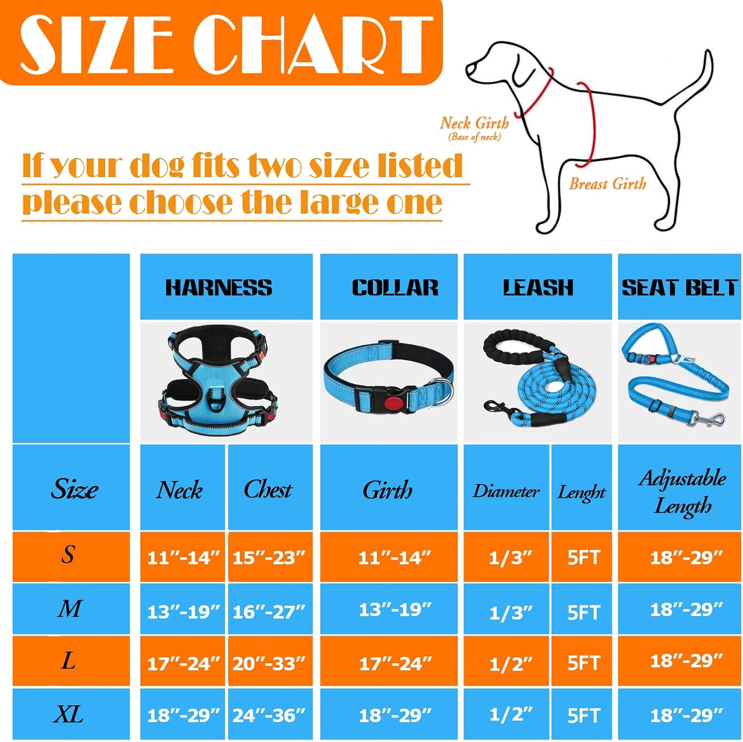 No Pull Dog Harness, Collar & Leash Set | Includes Dog Seat Belt, Collapsible Bowls & Poop Bag Dispenser. Ideal for