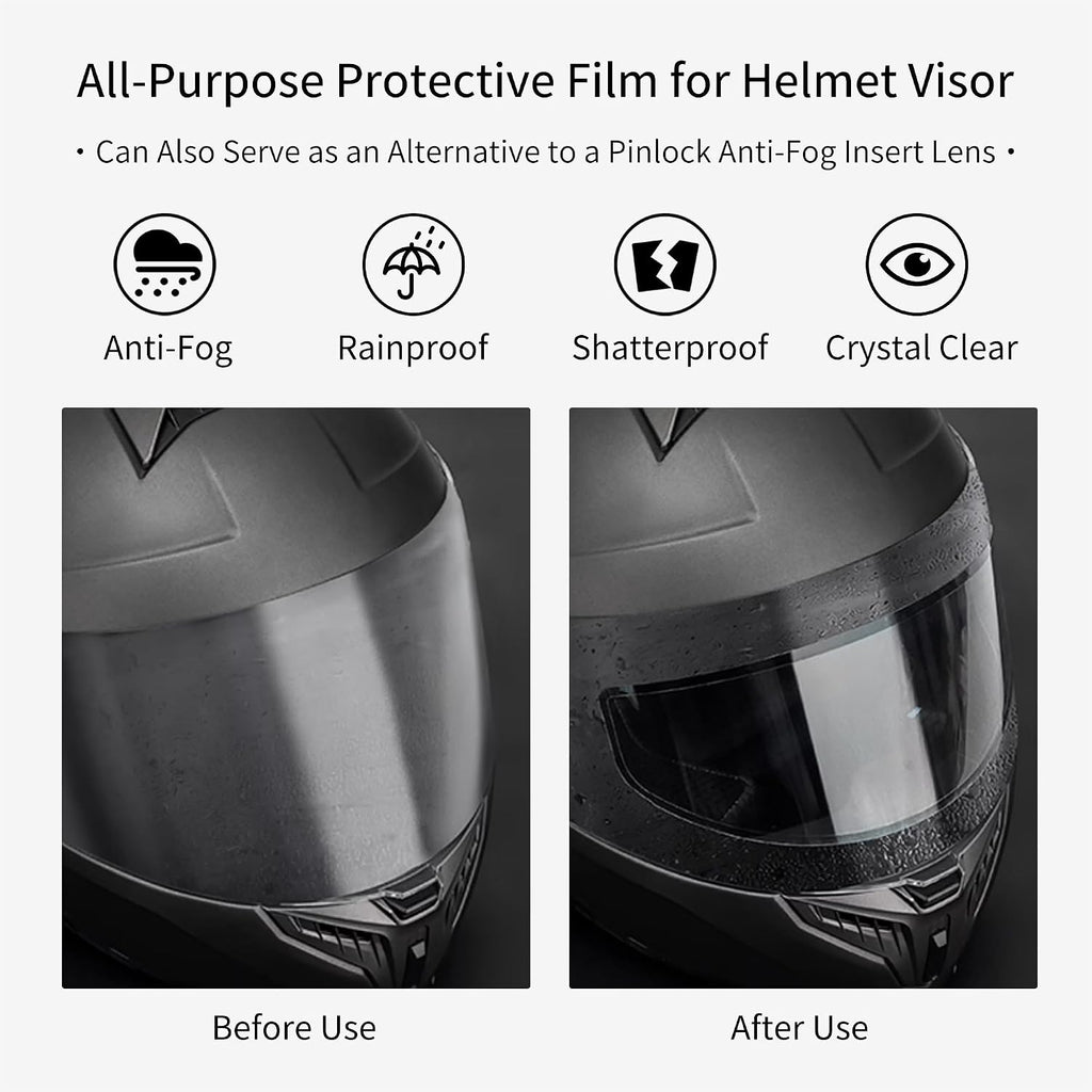 Universal Helmet Visor Anti-Fog Film + Rainproof Film, 2 PCS丨Style A | Motorcycle Helmet Lens Film, Alternative to