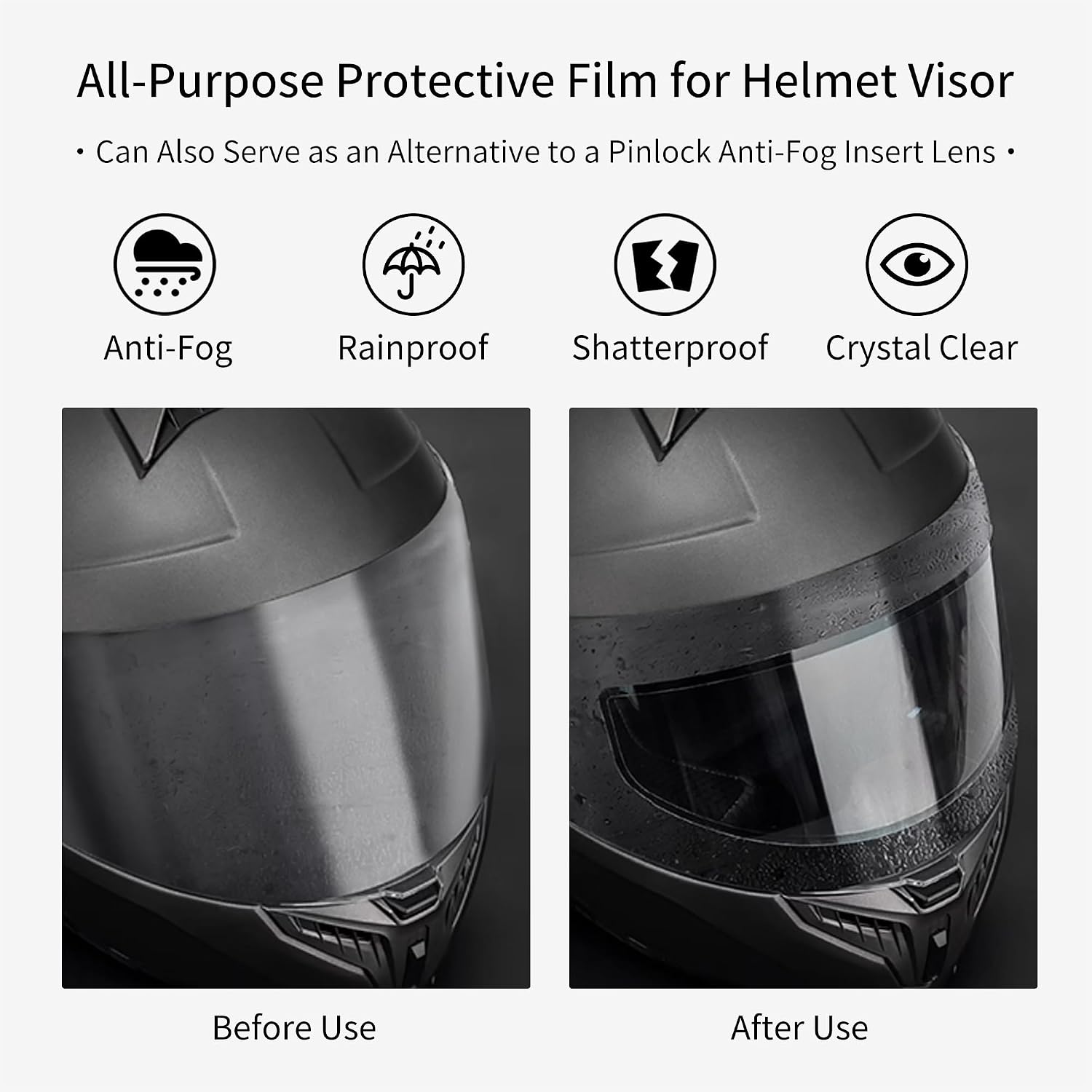 Universal Helmet Visor Anti-Fog Film + Rainproof Film, 2 PCS丨Style A | Motorcycle Helmet Lens Film, Alternative to