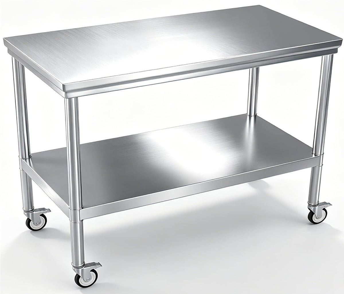 Stainless Steel Work Table with Wheels 24 x 48 Inches