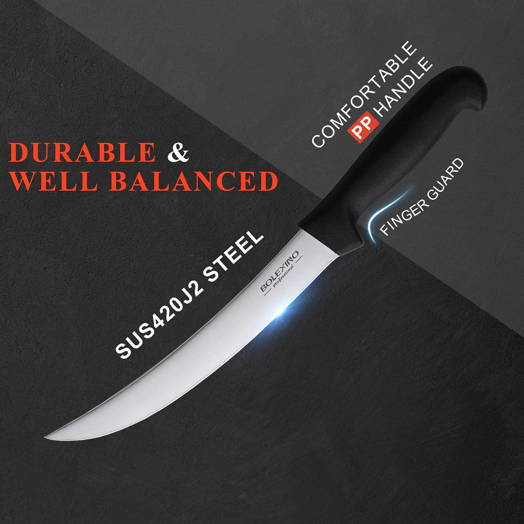 8 Inch Curved Breaking Knife, Butcher Knife for Meat Cutting