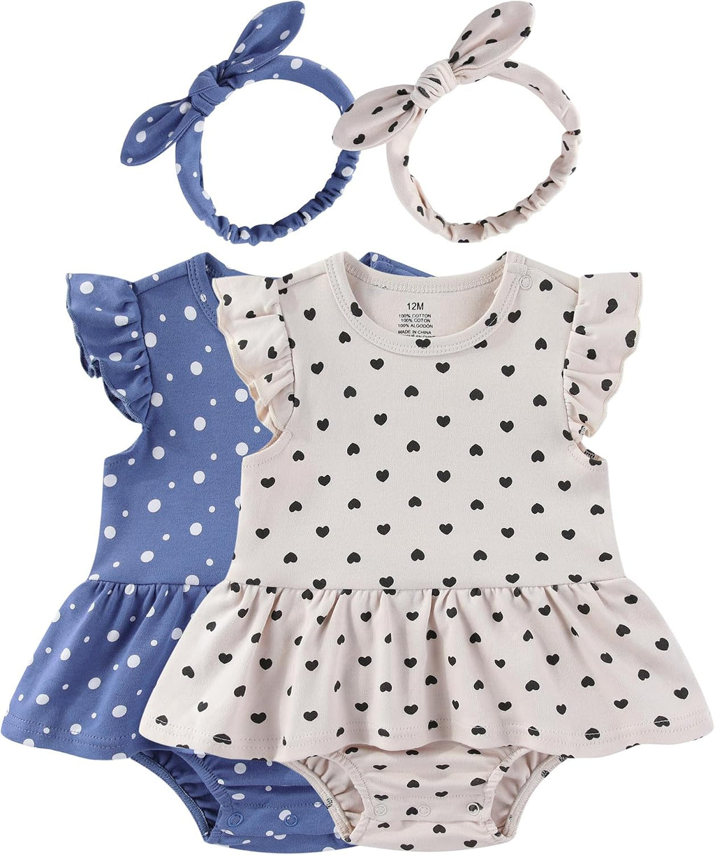 Baby Girls Romper Summer Ruffled Sleeve Bodysuit Dresses Infant Girl Clothes