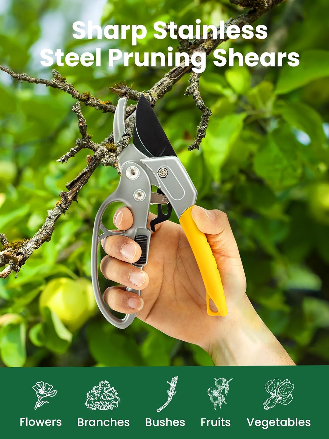 3 Pack Garden Scissors kit Professional Garden Pruning Shears Stainless Steel Garden Shears Gardening Clippers Flower
