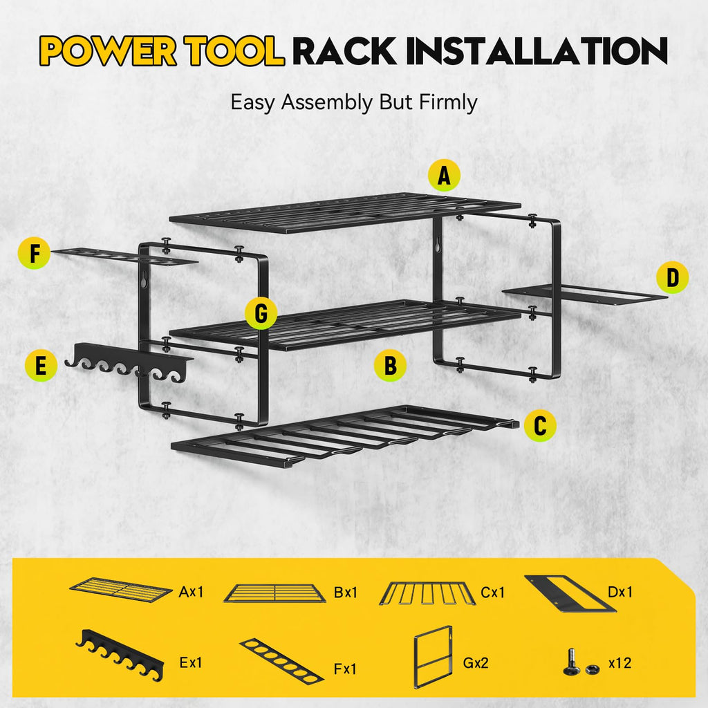 fanatato Power Tool Organizer Wall Mount Cordless Drill Holder