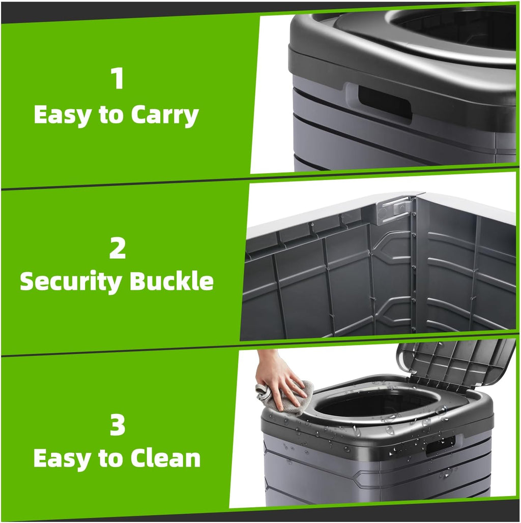 XXL Portable Toilet for Adults,16'' Tall Camping Toilet with Lid and Carry Bag, Heavy-Duty Portable Potty for