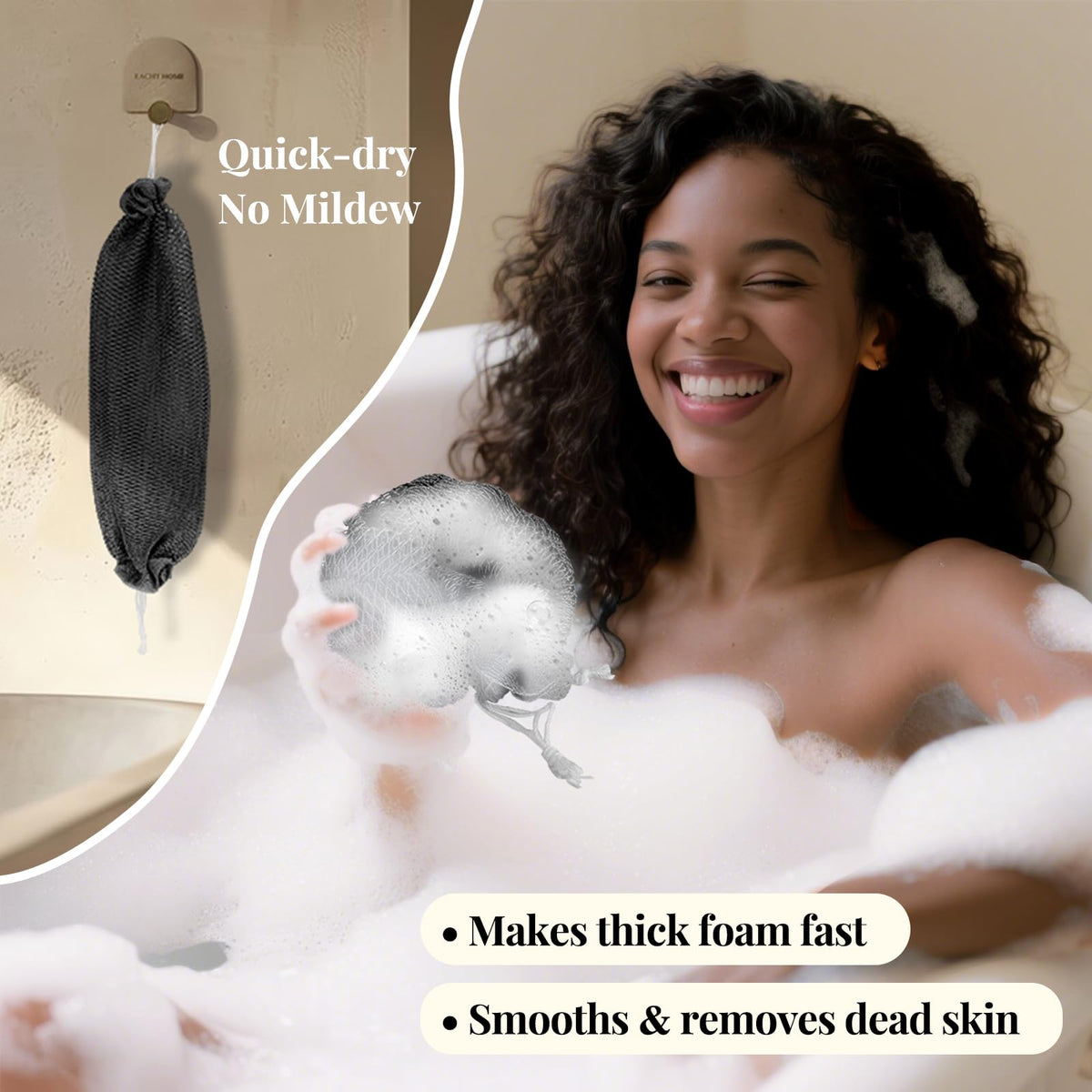 African Net Sponge Authentic-4 Packs African Exfoliating Net Sponge,Bath Sponges for Shower,42 inch Long for Normal