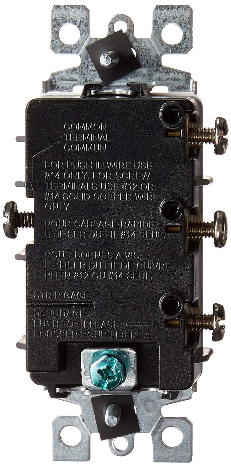 Leviton 15 Amp, 120 Volt, Decora Single-Pole, AC Combination Switch, Commercial Grade, Non-Grounded, 1755-W, White