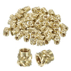 uxcell Knurled Insert Nuts, 130pcs M2.5 x 4mm Length x 4mm OD 3D Printing Brass Nuts Female Threaded Inserts Brass Heat Set Insert Embedment Nut
