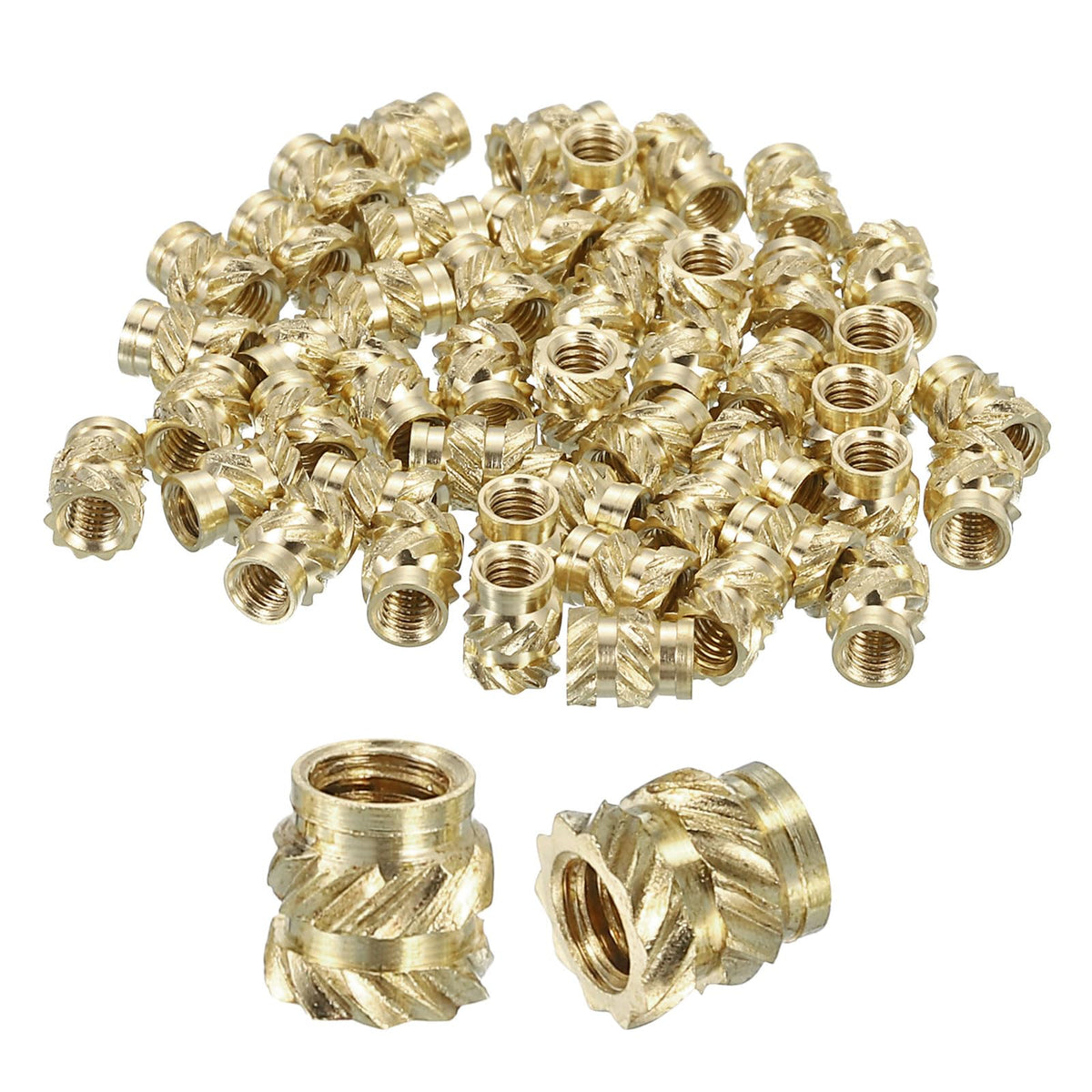 uxcell Knurled Insert Nuts, 130pcs M2.5 x 4mm Length x 4mm OD 3D Printing Brass Nuts Female Threaded Inserts Brass Heat Set Insert Embedment Nut