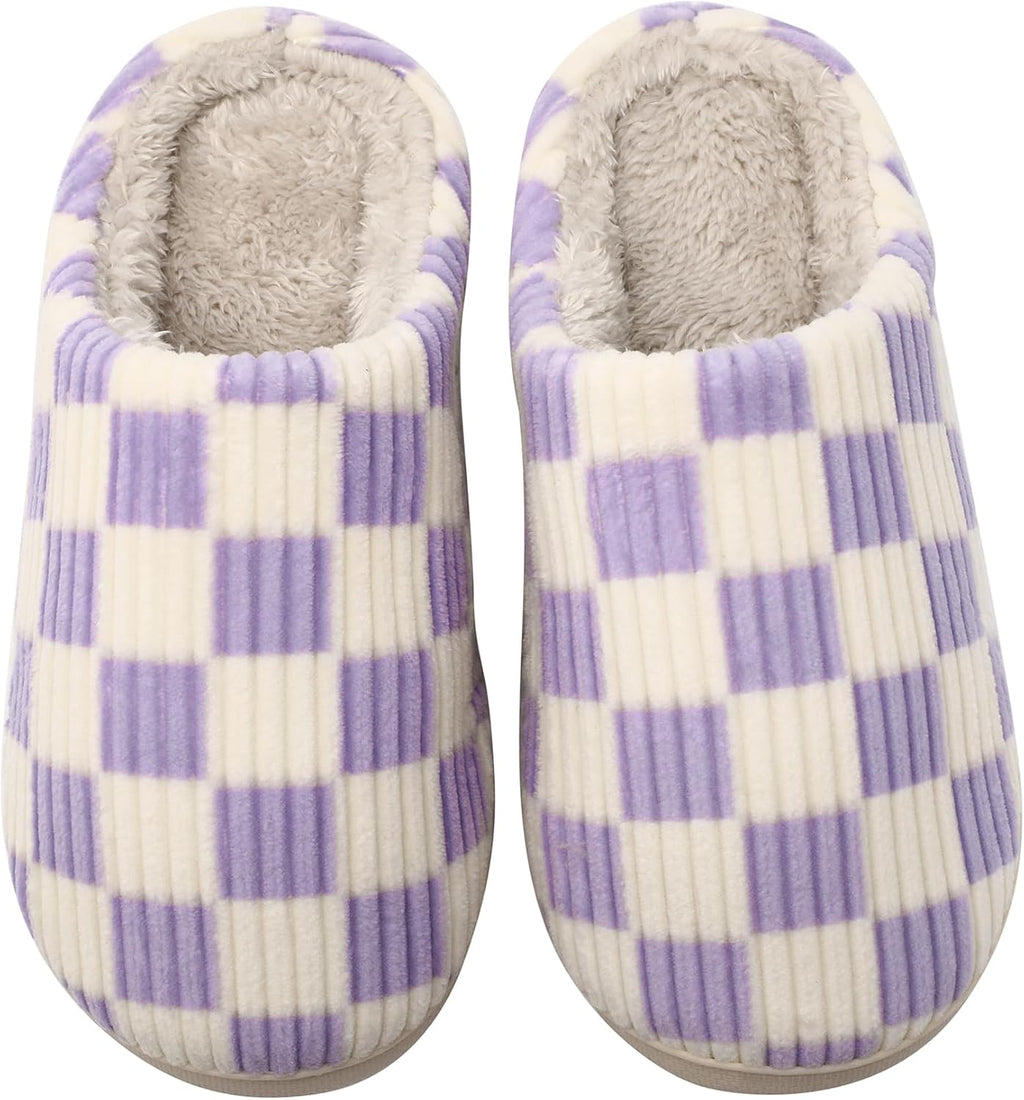 House Slippers for Women & Men - Fuzzy, Casual Indoor/Outdoor Shoes with Memory Foam & Faux Fur Lining