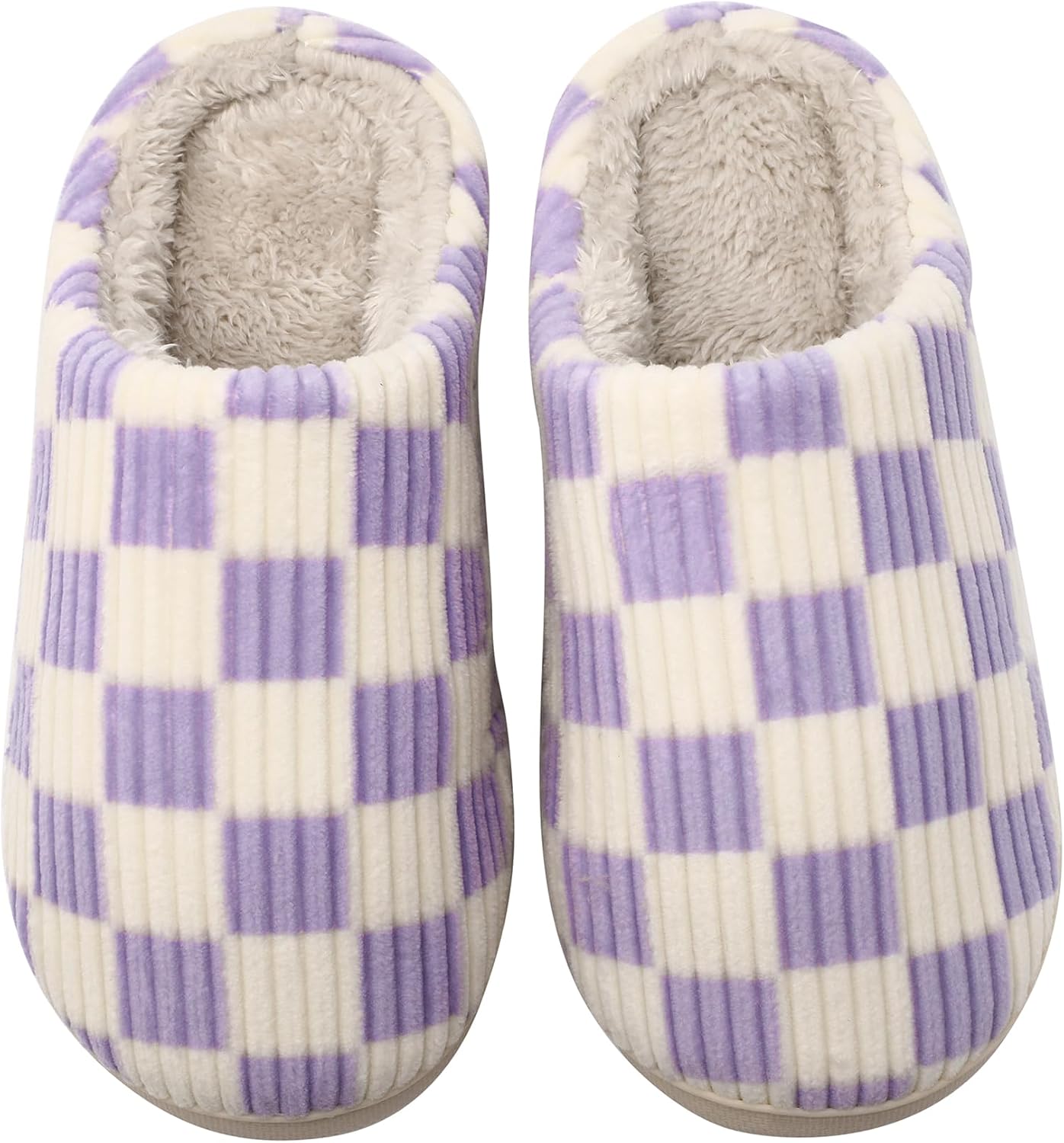 House Slippers for Women & Men - Fuzzy, Casual Indoor/Outdoor Shoes with Memory Foam & Faux Fur Lining