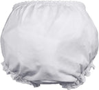 Baby Girls White Elastic Bloomer Diaper Covers - Embroidered Eyelet Edging Around Legs - LG