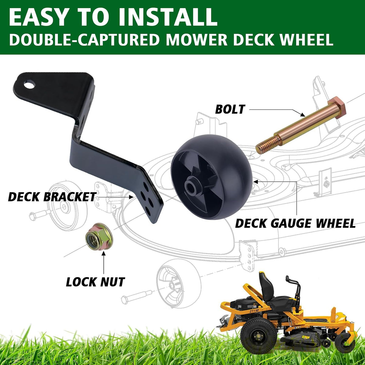 CheeMuii 4 Pack 734-04155 Lawn Mower Deck Wheels Kit with Bolts & Nuts