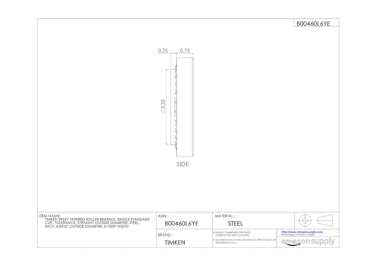 Timken Tapered Roller Bearing Cup - 29521