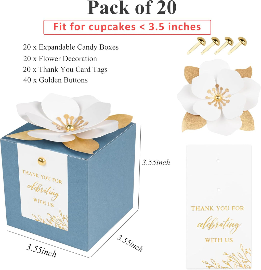 20 PCS Favor Boxes, Dusty Blue, 3.55x3.55x3.55