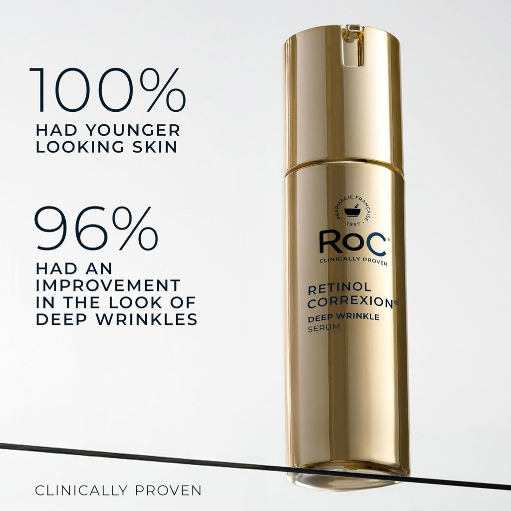 Retinol Correxion Deep Wrinkle Retinol Face Serum with Ascorbic Acid, Anti-Aging Treatment for Fine Lines, Dark