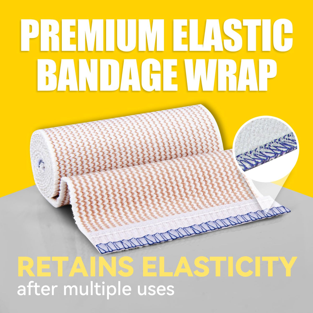 Premium Elastic Bandage Wrap 4" 12 Pack & 6" 4 Pack, Hoop & Loop