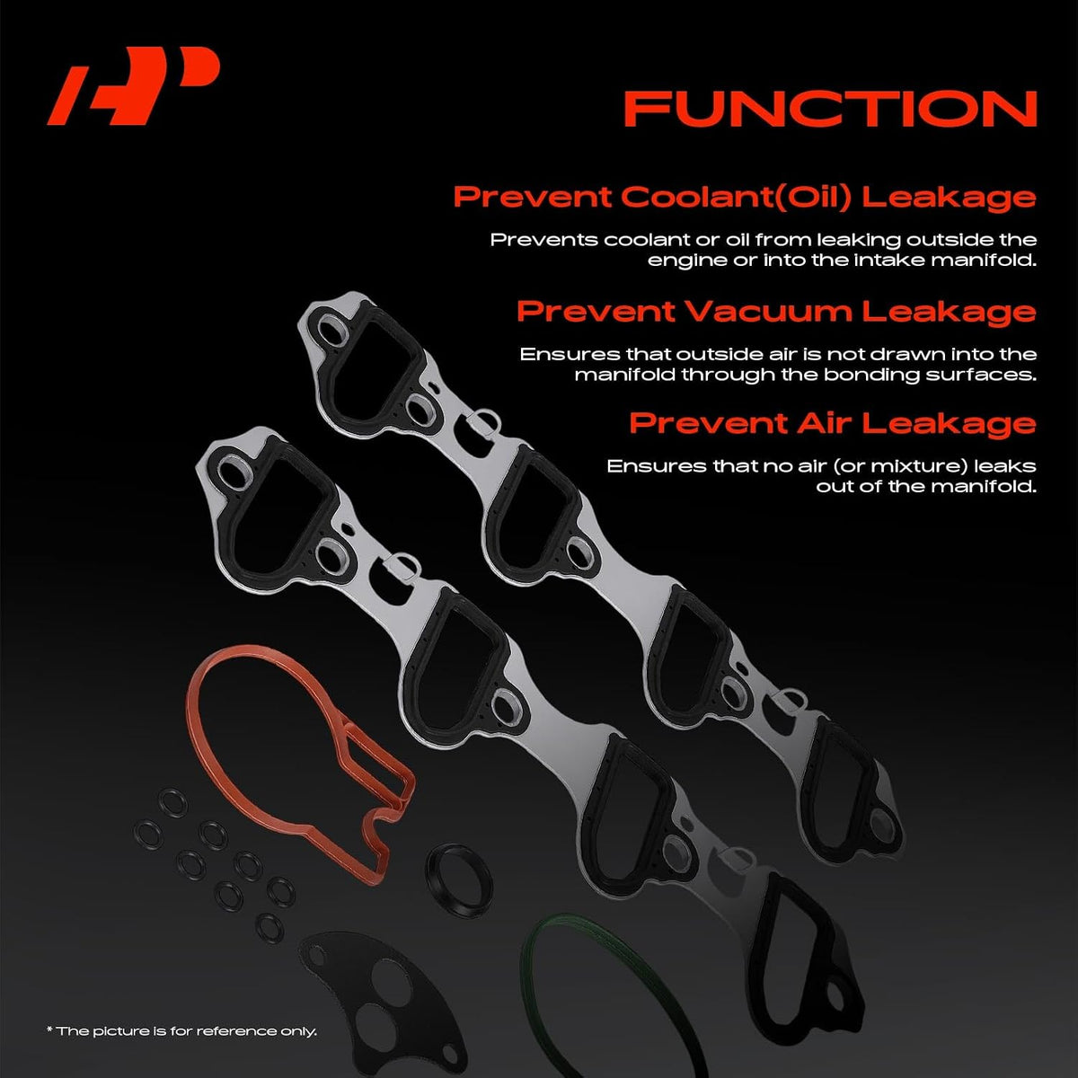 A-Premium Lower Engine Intake Manifold Gasket Set Compatible with Chevy, GMC, Hummer, Cadillac, Saab, Isuzu & GM Cars - 99-17 - Silverado, Express, Tahoe, Sierra, Yukon, H2, Savana & More, 8Cyl OHV
