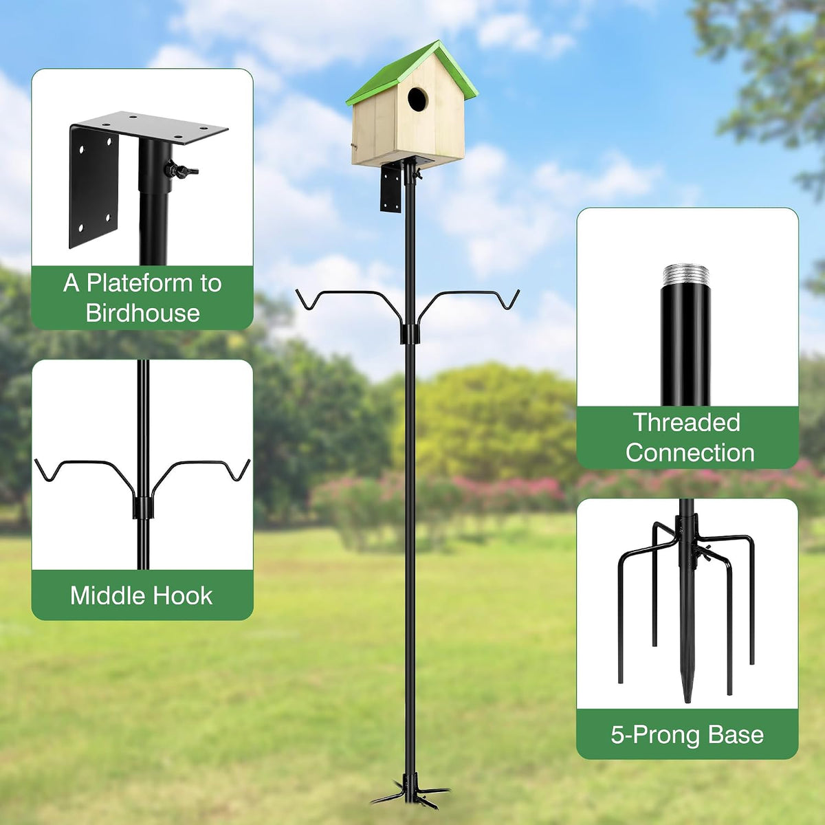 79 Inch Bird Feeder Pole Mount Kit for Outdoors Heavy Duty