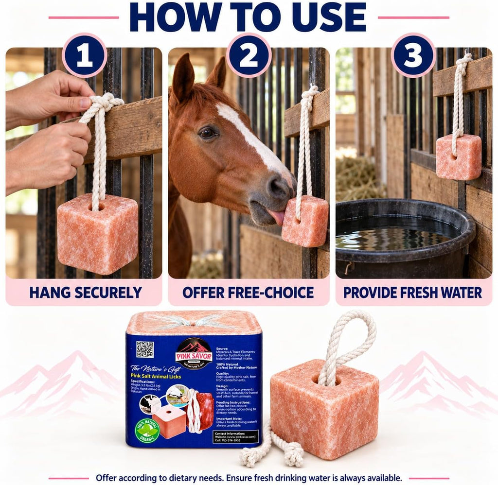 Compressed Himalayan Pink Salt Lick Blocks 5.5 lb Each, Pack of 2 for Horses