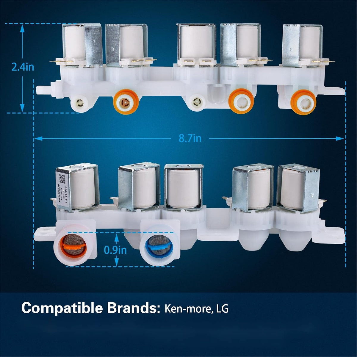 AJU73213301 Washer Water Inlet Valve 【OEM】- Upgraded Design | Fits Kenmore/LG WT7200CW, WT5001c*, WT1201CW & More | AJU75152601 Replaces 5221EA1008F, AP5668417, AP6308239
