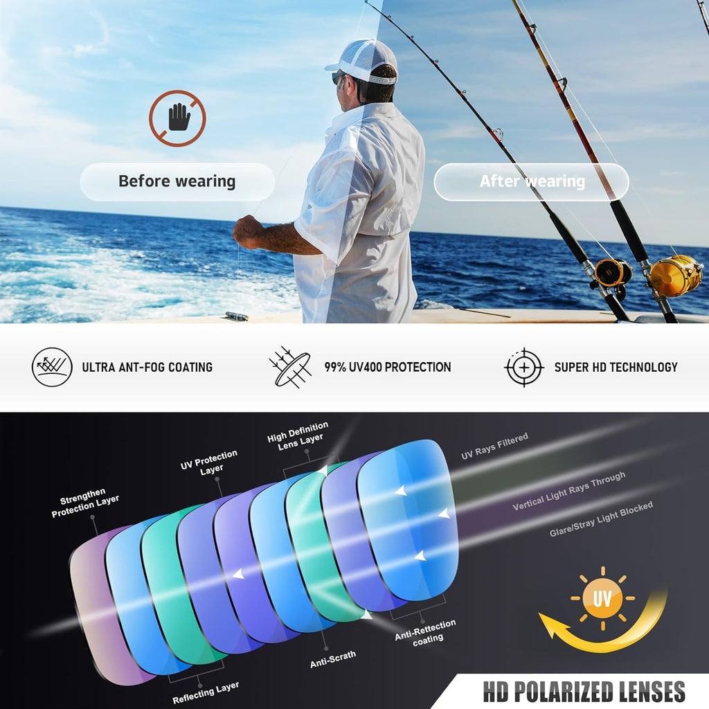 Polarized Sports Sunglasses for Men Women Wrap Around Half Frame Cycling Fishing Bike Running Sun Glasses UV