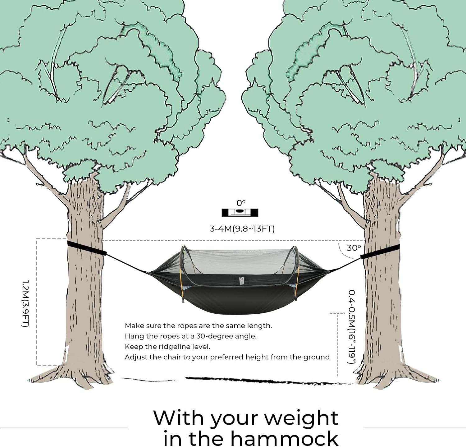 Camping Hammock Tent with Mosquito Net & RainFly, 3 in 1 Waterproof Lightweight Portable Sleeping Hammock Bug, Travel