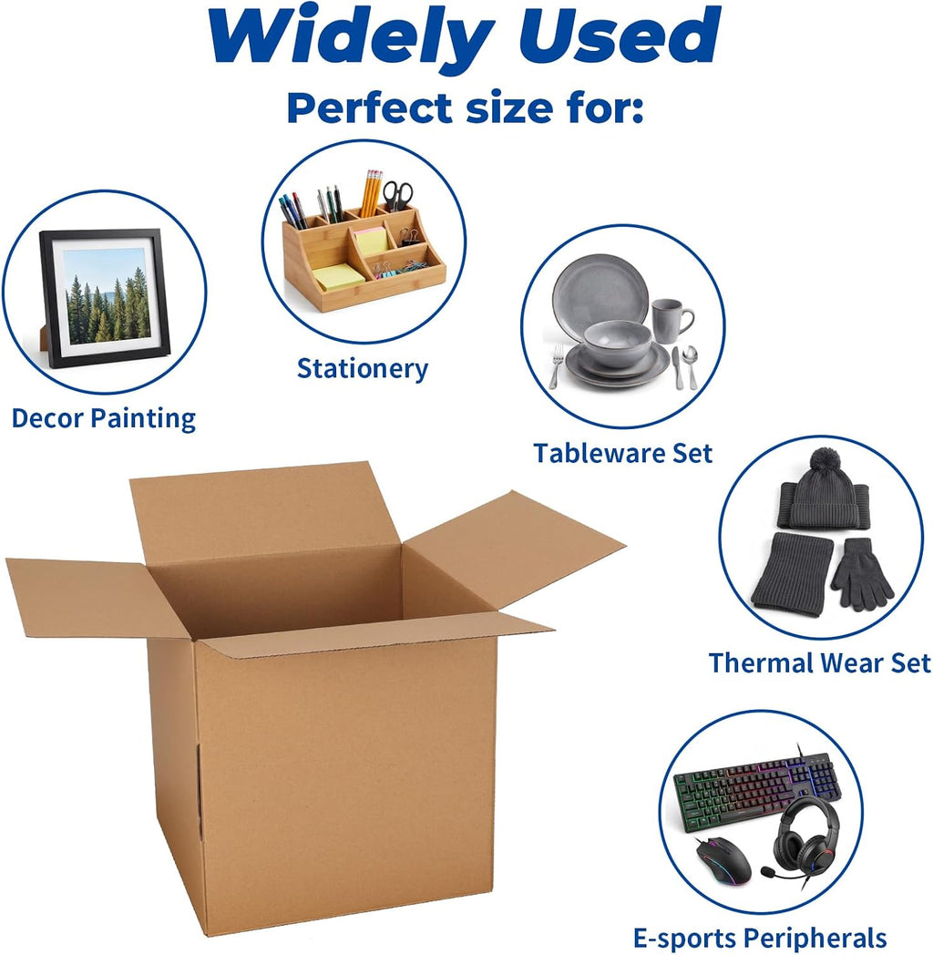 10x8x8 Shipping Boxes 25 Pack, Brown Corrugated Cardboard Boxes with Side-Lock and Pre-Applied Double-Sided Tape