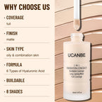 2-in-1 Liquid Foundation & Concealer, Full Coverage Foundation Makeup Set for Combination & Oily Skin, Hydrating