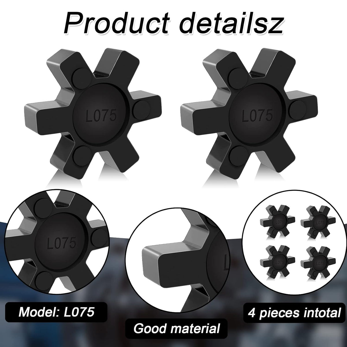 L075 Flexible NBR Rubber Spider Center Insert, 4 Pack Solid Coupling Pad Bumper Spider Center Inserts for L075 L Jaw Coupling Set