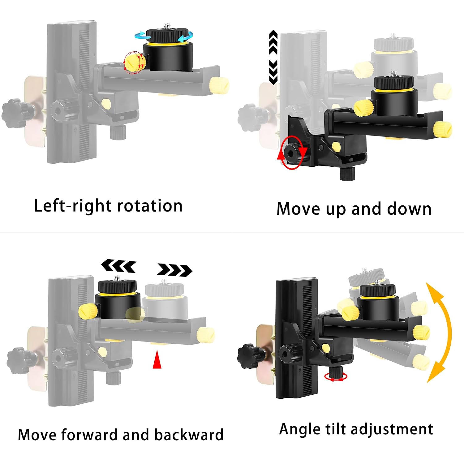 Laser Level Pole with Multi-function Fine-tuning Pan-Tilt Head，13.12Ft./4M With 5/8&1/4 interface screws (6.25