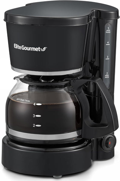 EHC-5055 Automatic 5-Cup Brew & Drip Coffee Maker with Pause N Serve Reusable Filter, On/Off Switch, Water Level