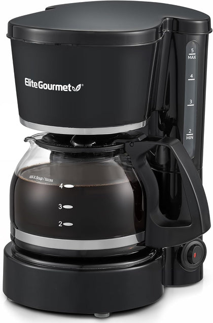 EHC-5055 Automatic 5-Cup Brew & Drip Coffee Maker with Pause N Serve Reusable Filter, On/Off Switch, Water Level