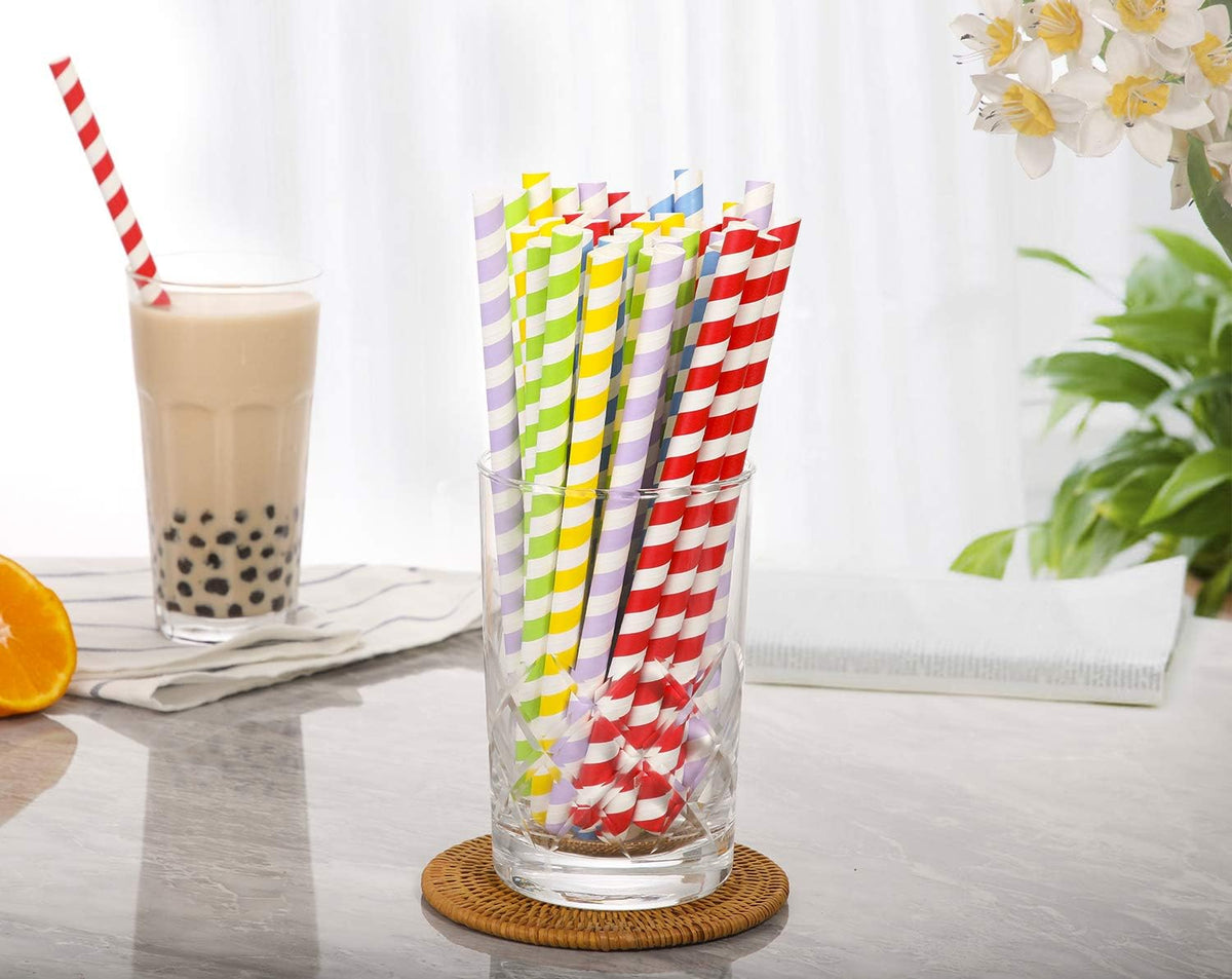 100 Pack, Extra Wide Paper Smoothie, Boba Straws - 10 mm Wide Biodegradable Straws for Bubble Tea (Tapioca, Boba