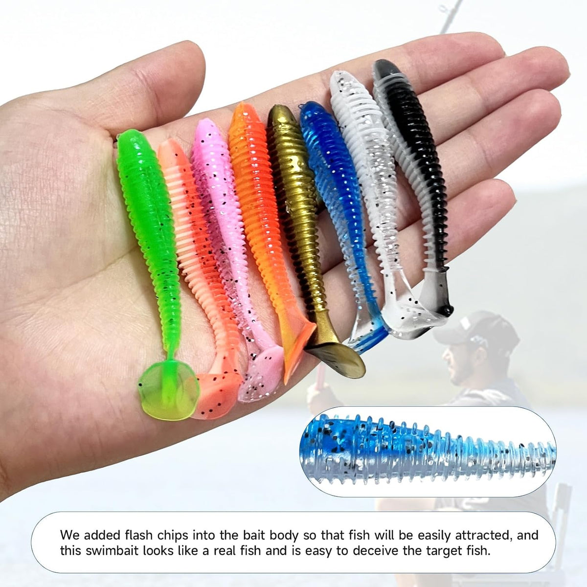 Soft Fishing Lures for Trout Crappie Walleye & bass | Soft Plastic Paddle Tail Swimbaits, Lifelike vibrating swim