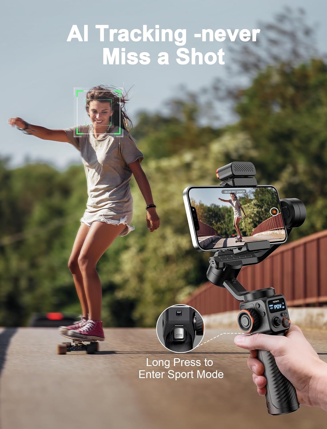 iSteady M6 Kit Gimbal with AI Tracking & Magnetic Fill Light | AI Tracker with Adjustable Fill Light, iSteady 7.0