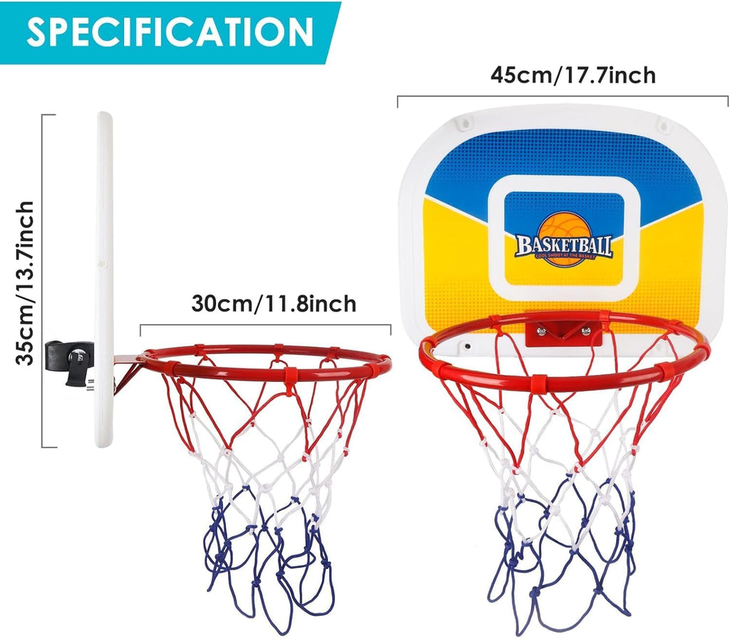 Trampoline Basketball Hoop with 2 Mini Basketball Easy to Install, Upgraded Basketball Hoop for Trampoline Dunk, Fit