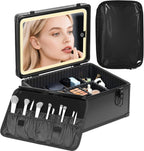 Makeup Extra Large 15 inches Case with Lighted Mirror – Cosmetic Organizer with Adjustable Dividers, Magnetic LED