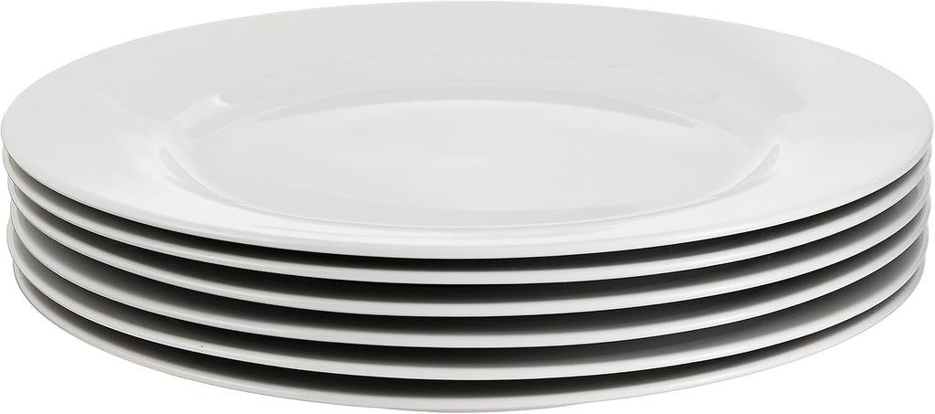 6-Piece White Dinner Plate Set, Microwave and Dishwasher Safe for Everyday Use, 10.5 inches