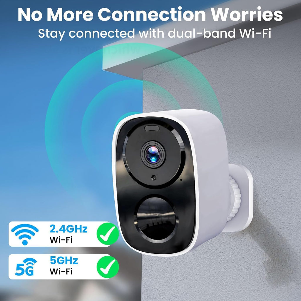 2026 Upgraded 2K Security Cameras Wireless Outdoor, Free Cloud Storage, 1-6 Months Battery Life, Waterproof, 2-Way
