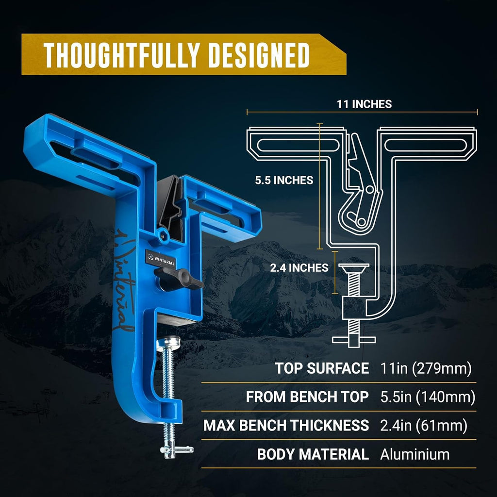 Snowboard and Ski Vise, Set of Two Non-Slip Vice Grips with Horizontal Vertical Working Positions for Tuning, Repair