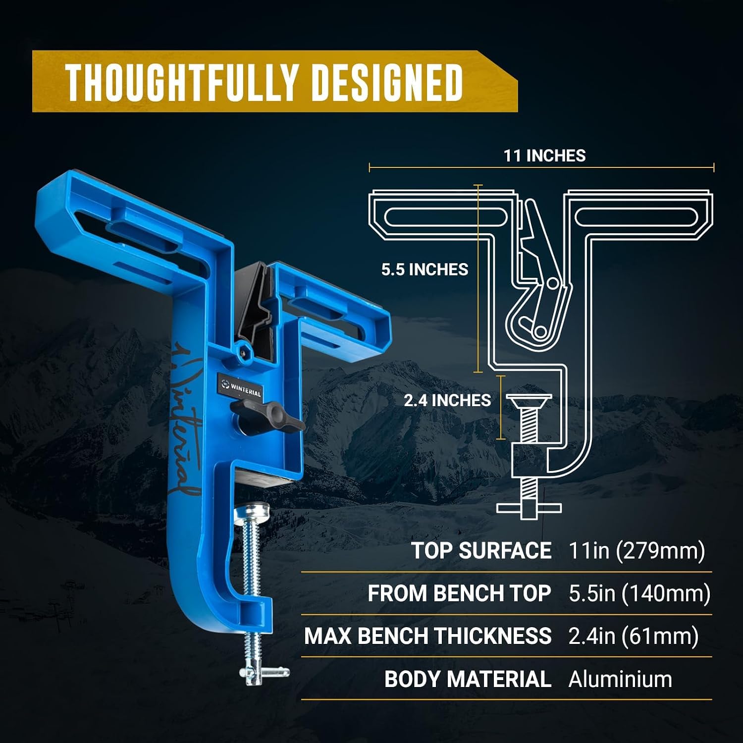 Snowboard and Ski Vise, Set of Two Non-Slip Vice Grips with Horizontal Vertical Working Positions for Tuning, Repair