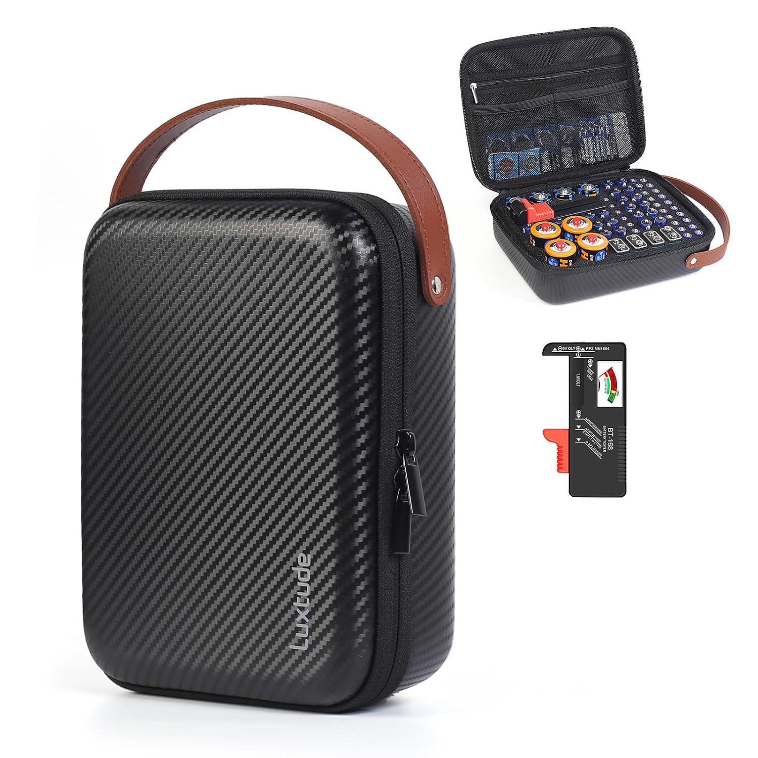 Small Battery Organizer Storage Case with Tester | Hard Batteries Storage Holds 61, Portable Batteries Case